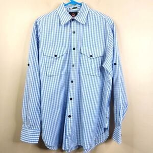 Victorinox Y2K Mens Long Sleeve Gingham Print Cotton Nylon Blend Button Down M